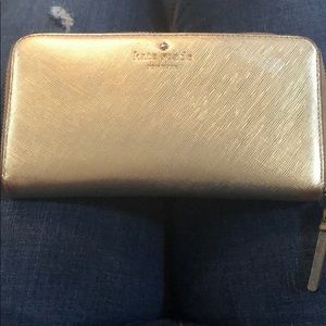 Kate Spade Wallet - Gold ZIP Around